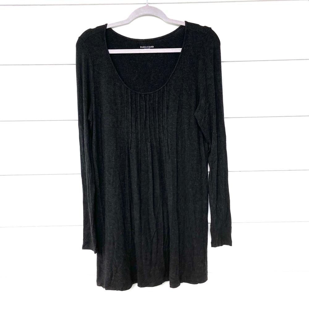 Eileen Fisher Stretch Viscose Pleated Dress Medium